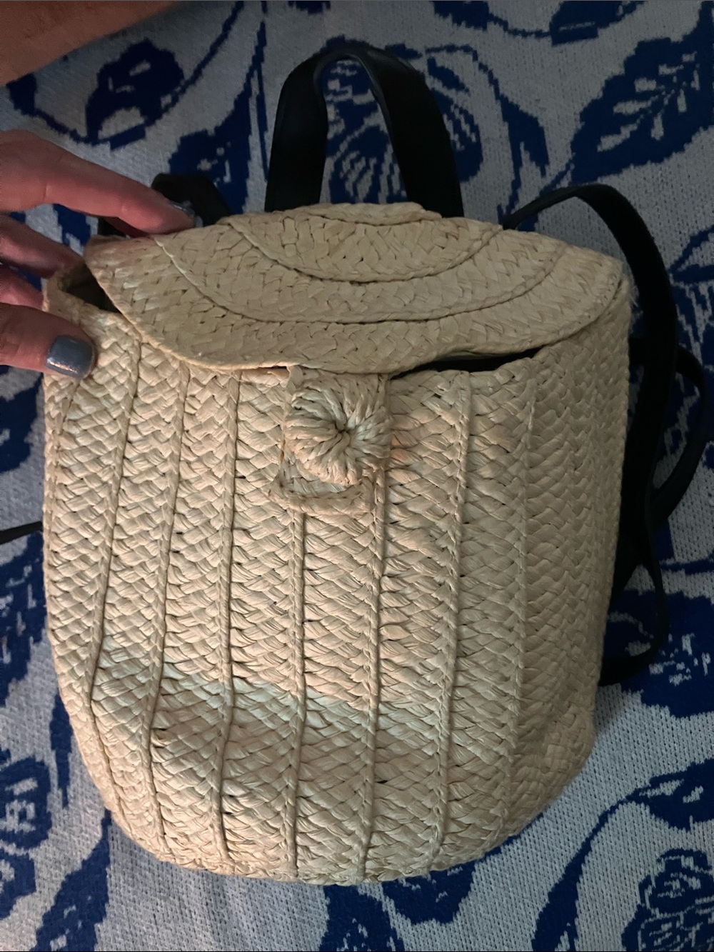 Woven Straw Backpack - Natural